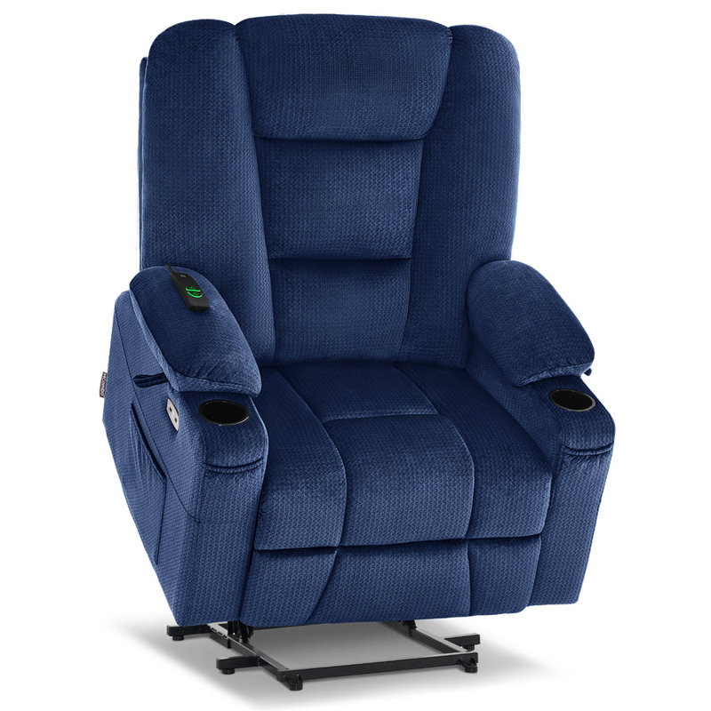 Large-Wide Power Recliner Lift Chair with Massage and Heat For Big and Tall People, Blue Fabric