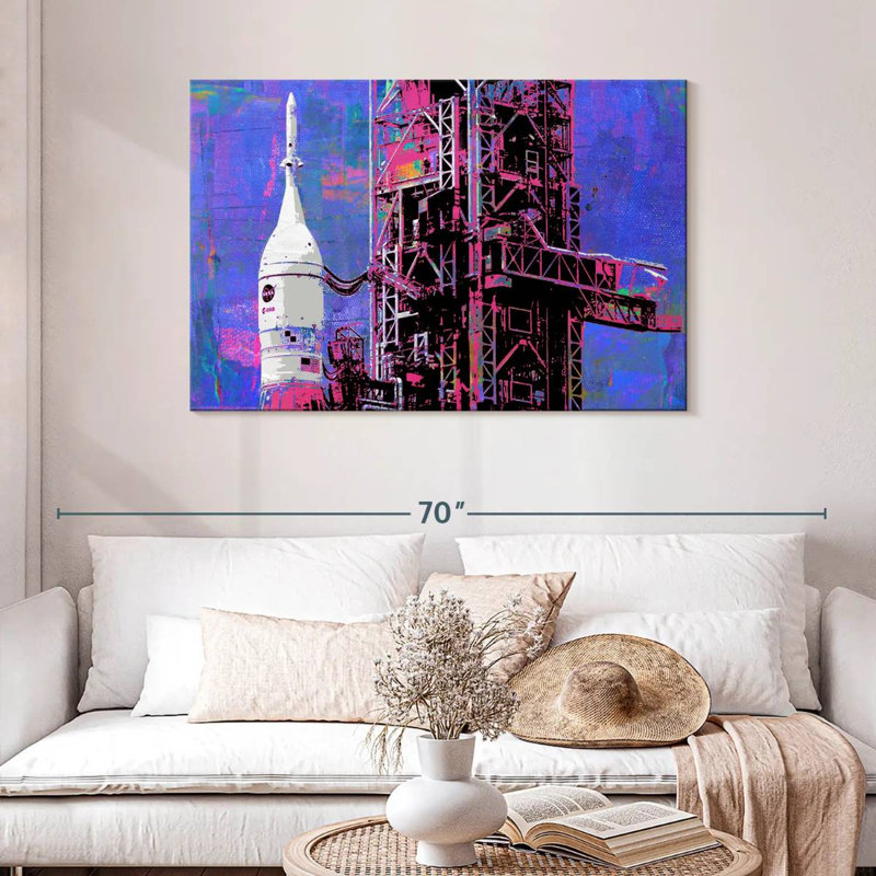 Oberle Moon Rocket And Gantry Tower, 30" H x 45" W