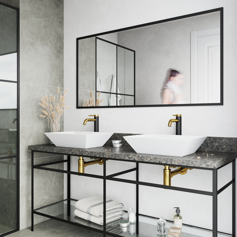 Vinca 18" L x 14" W x 5" H Rectangular White Matte Stone Vessel Bathroom Sink with 10" H Faucet