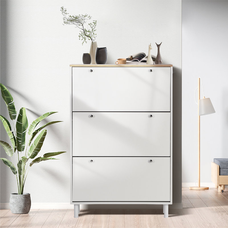 24 Pair Shoe Storage Cabinet, White