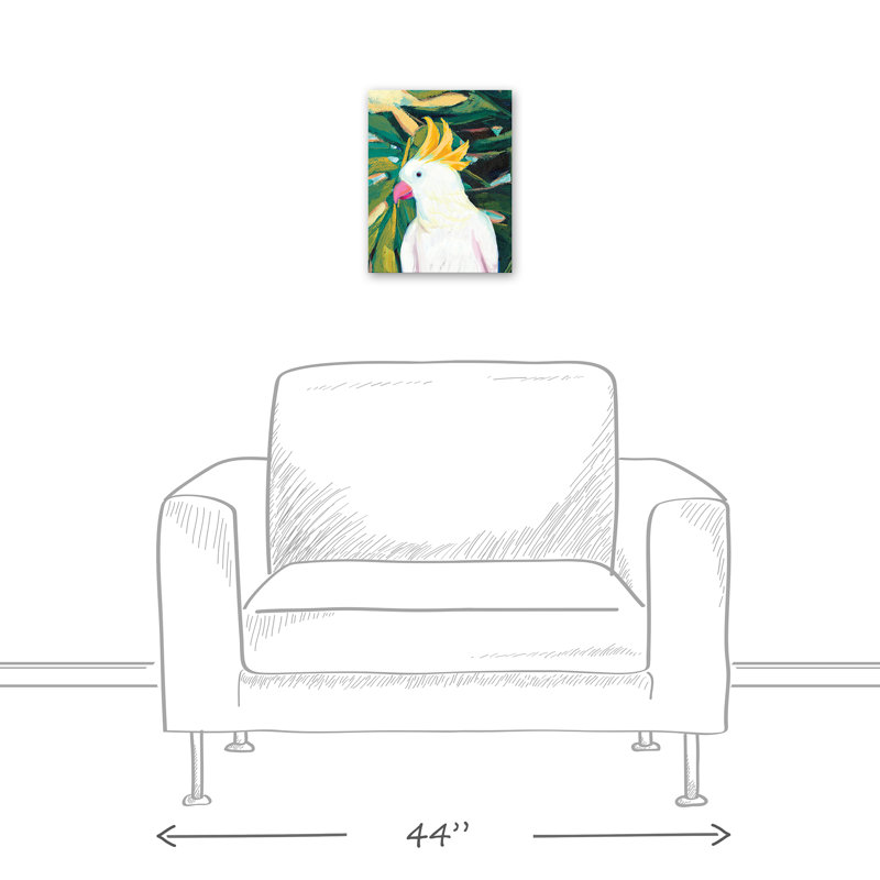 Cacatoès gai sur toile, H 14 po x l 11 po x P 1,25 po