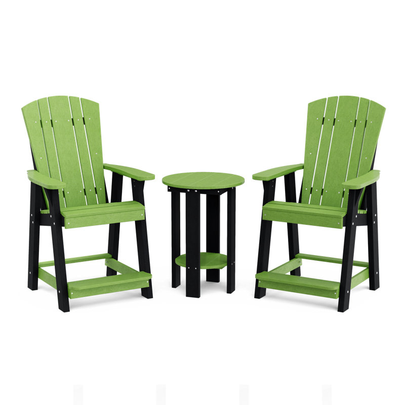 Heritage Balcony Chair Set with Table, Lime Green/Black
