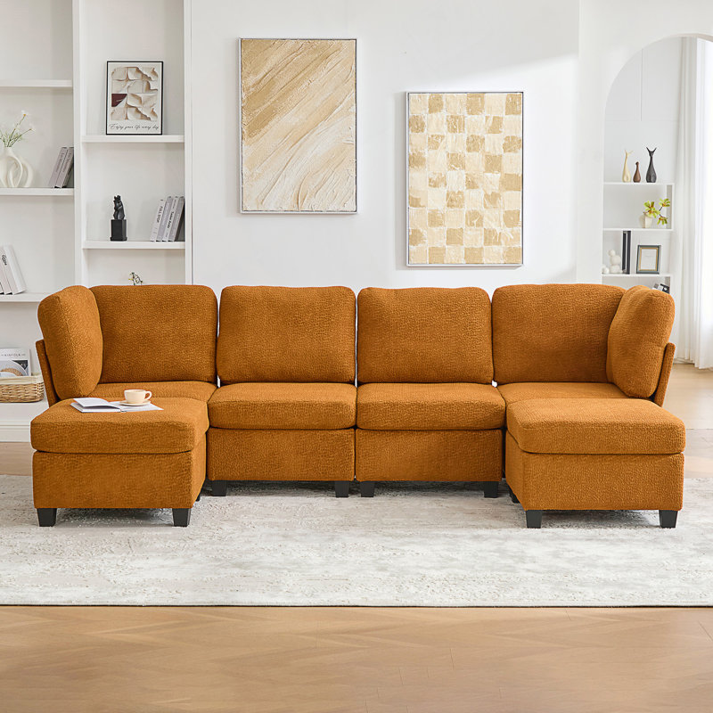 Canapé modulaire modulaire: canapé modulaire convertible à 6 places avec méridienne, canapé modulaire surdimensionné en U avec repose-pieds avec rangement