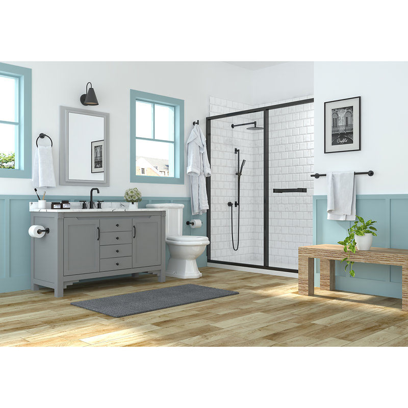 2-handle Bathroom Faucet with Drain Assembly, Black