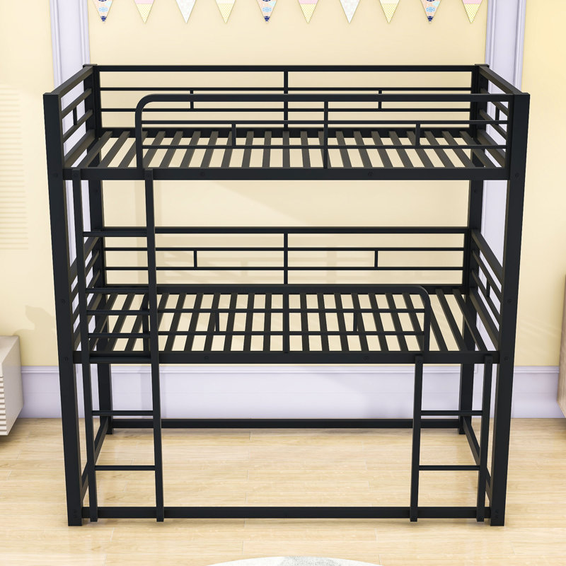 Weinberger Kids Twin Over Twin Over Twin Bunk Bed, Black