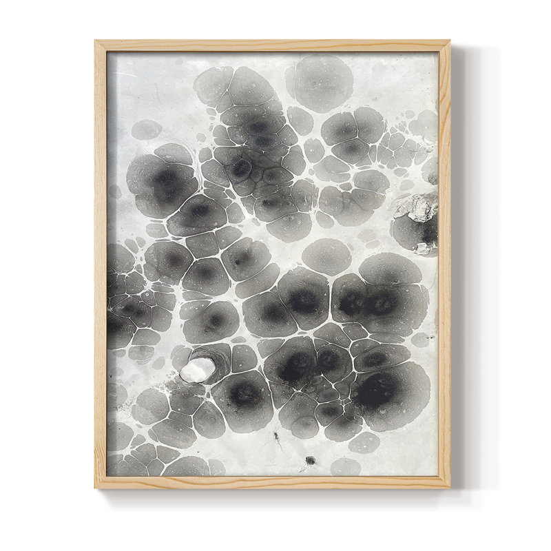 Marbling VIII Framed Print - Solid Wood, Natural, 11" H x 9" W