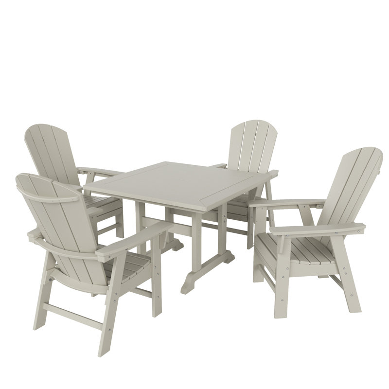 Essie 4-Person Plastic Outdoor Dining Set with Square Table, Sand
