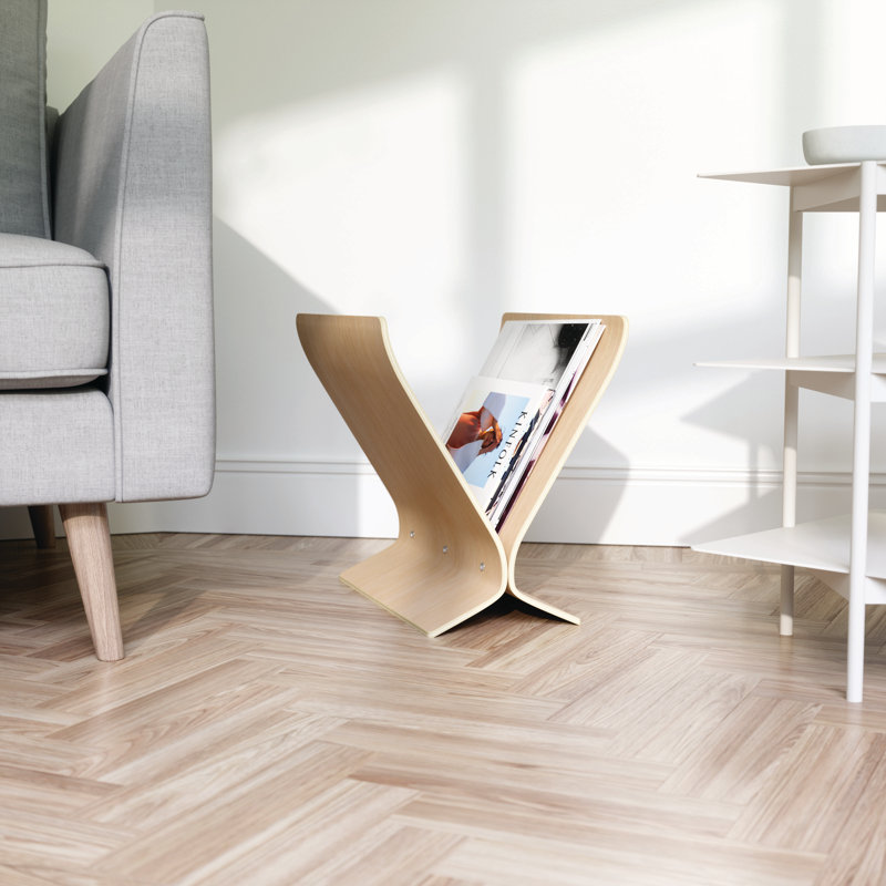 Solid Wood Free Standing Magazine Rack, Natural