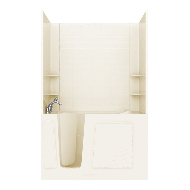 Tucson 60" x 30" Walk-In Soaking Bathtub, Biscuit, Left