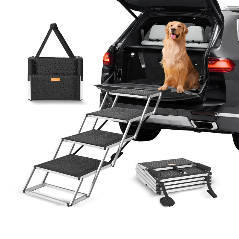 Black Aluminum 4-Step Folding Dog Car Ramp
