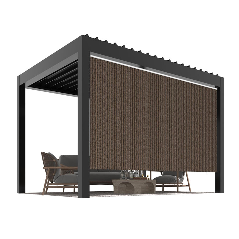 YODOLLA 1cm D Retractable Patio Awning, Brown, 305cm H x 426cm W x 1cm D