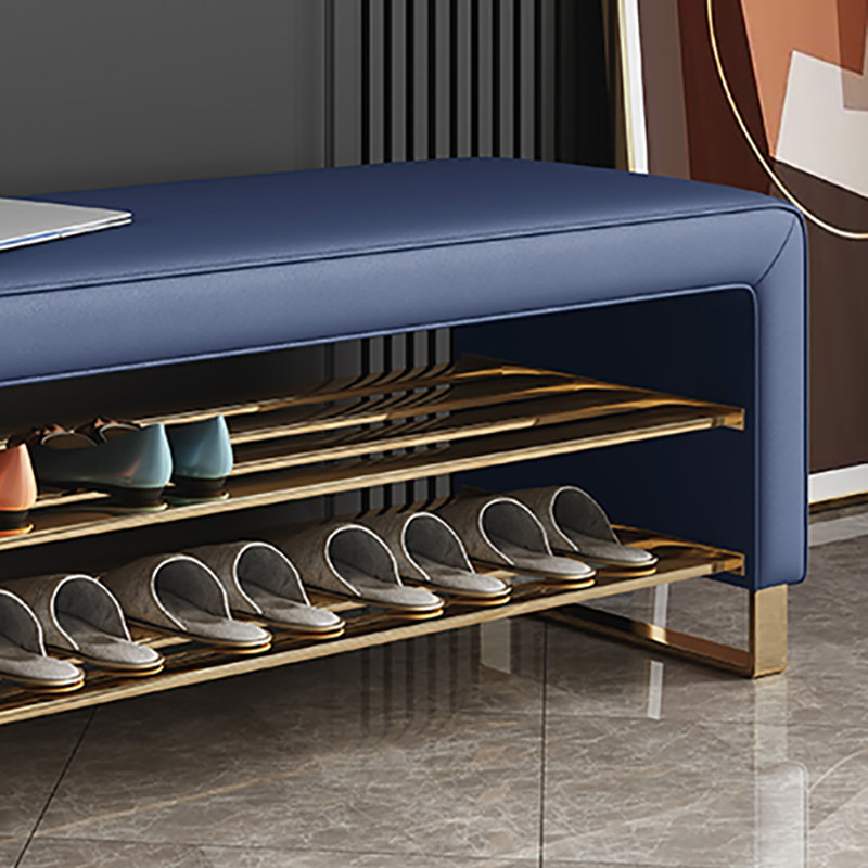 47.2in Shoe Change Stool Shoe Bench, Gold/Blue