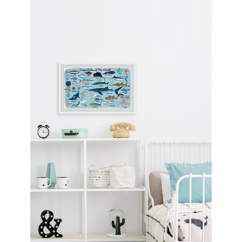 Paloma Deep Sea Fishes Framed Print, 12" H x 18" W x 1.5" D