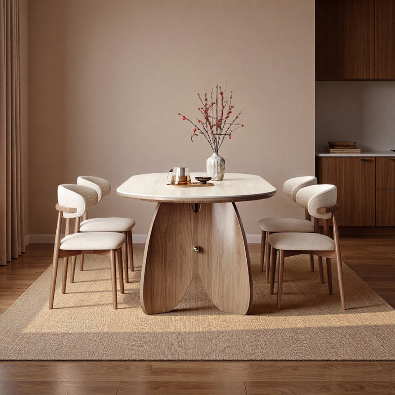 High-end French Dining Table, 29.52"H x 70.86"L x 31.49"W, 5 Pieces: Table, 4 Chairs