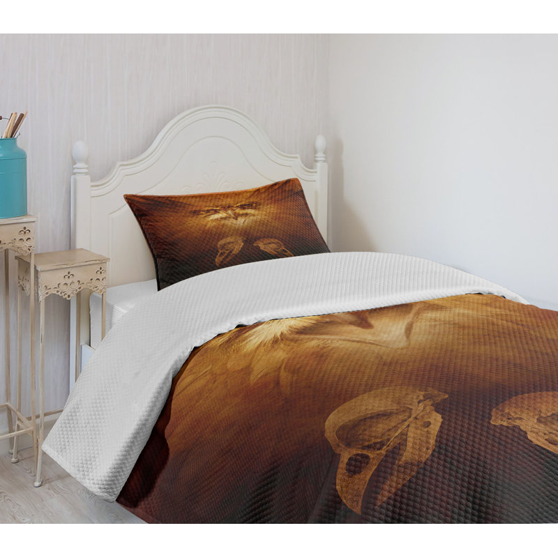 Twin Brown Polyester Animal Print Bedspread Set