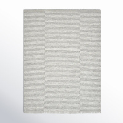 Reva Silver Hand-Knotted Striped Wool Rug