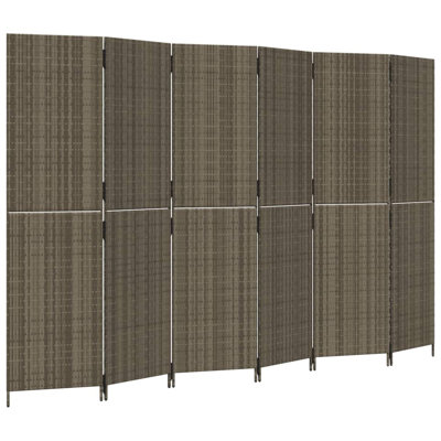  Room Divider 6 Panels Black Poly Rattan