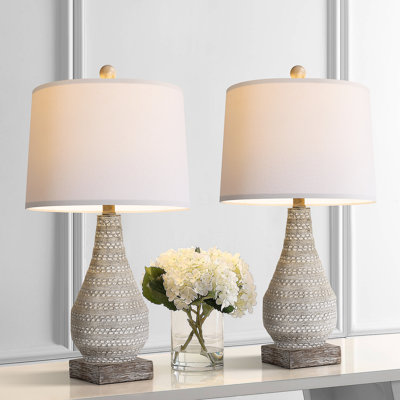 Antyone 24.8" H Retro Resin Table Lamp with Linen Shade