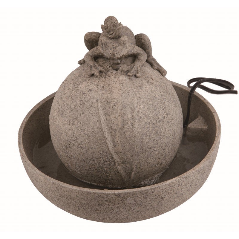  Resin 11 in. Brown Spring Frog Fountain