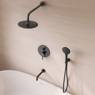 5-Spray Tub and Shower Faucet Set with Handheld Shower, Pressure-Balanced Valve and Tub Spout – Complete Shower System