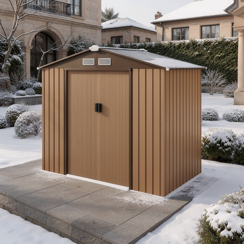 7ft X 4ft Lockable Metal Garden Storage Shed With Foundation & Ventilation – Weather-resistant Outdoor Tool Storage With Double Doors