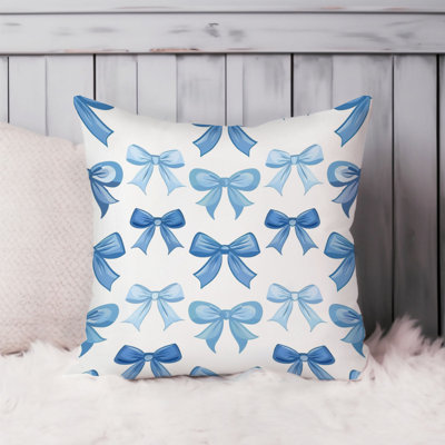 Blue Ribbons Pattern Pillow Cover