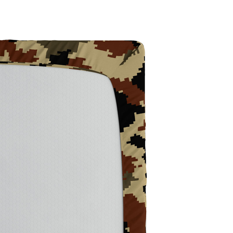 Microfiber Camouflage Fitted Sheet, Queen Fitted Sheet, Brown Camouflage 1