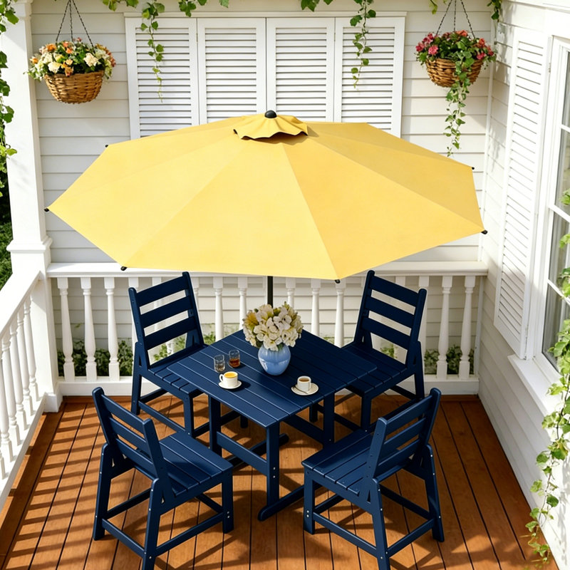 HDPE Square 4 - Person Outdoor-Dining-Set All Weather, Blue