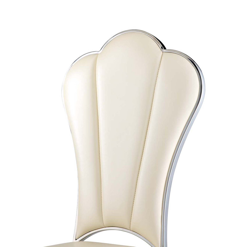 Beige Faux Leather Upholstered Side Chair with Metal Frame