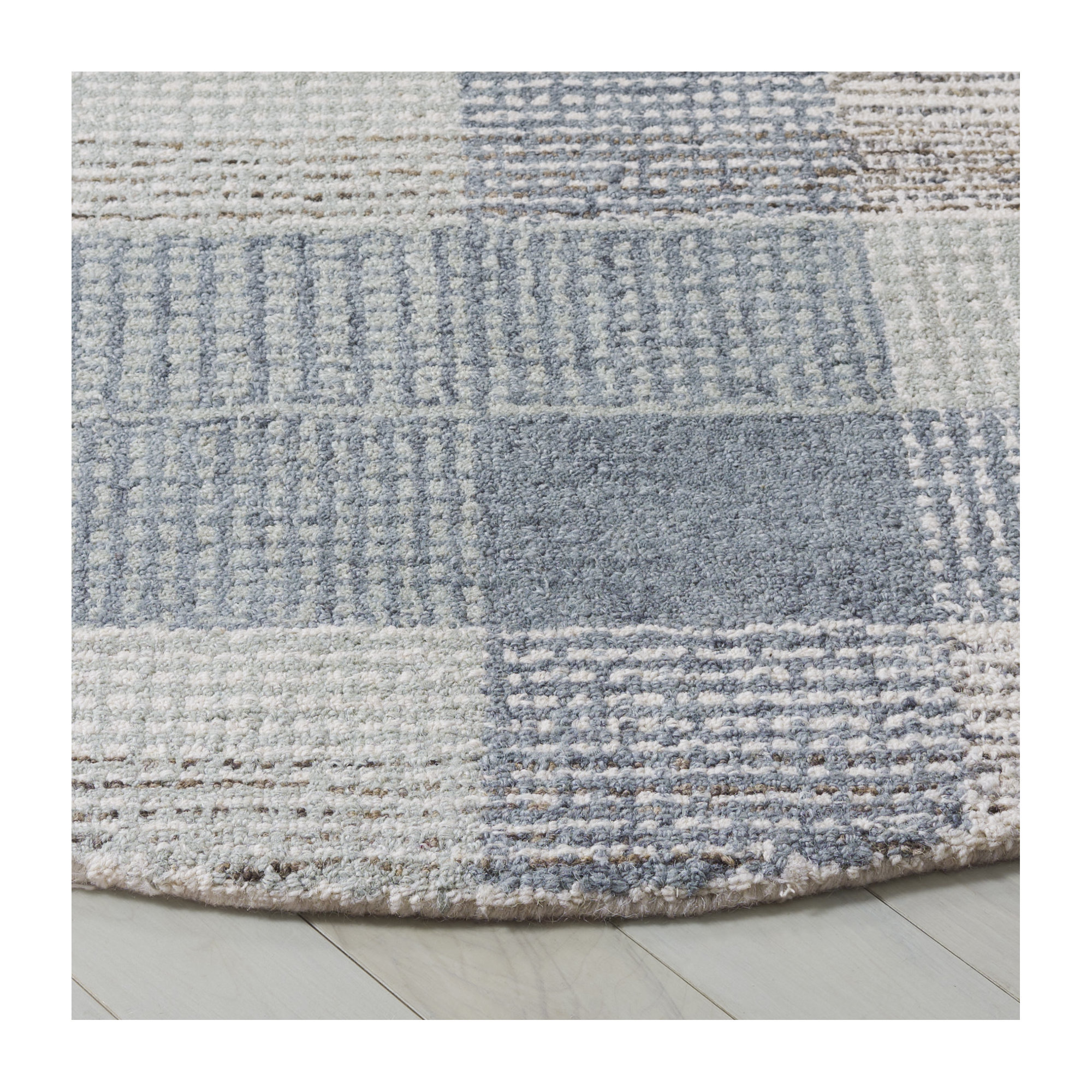 Genre Hand Tufted Wool;Cotton Plaid Rug, Round 6'
