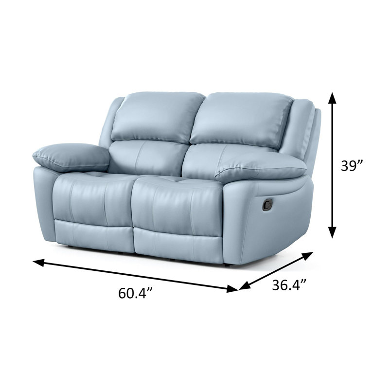 60.4" W Transitional Loveseat, Powder Blue, Powder Blue