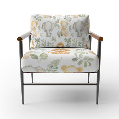Jungle Animals For Kids Accent Chair - Baby Jungle Grey Arm Chair
