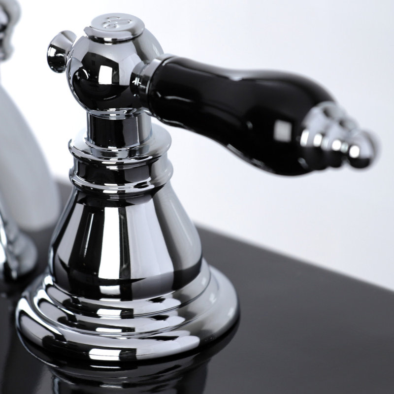 Kingston Brass Duchess Two-Handle 3-Hole Deck Mount Mini-Widespread Bathroom Faucet with Plastic Pop-Up, Polished Chrome