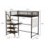D Lit mezzanine en métal avec pour chambre à coucher et dortoir, avec station de charge intégrée et éclairage DEL-185880507