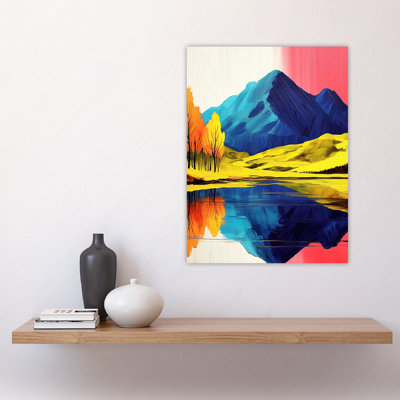 Serene Mountain Lake Sky Autumn Landscape Wall Art Print