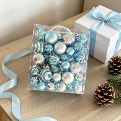 Ensemble de décoration d'arbre de Noël bleu incassable