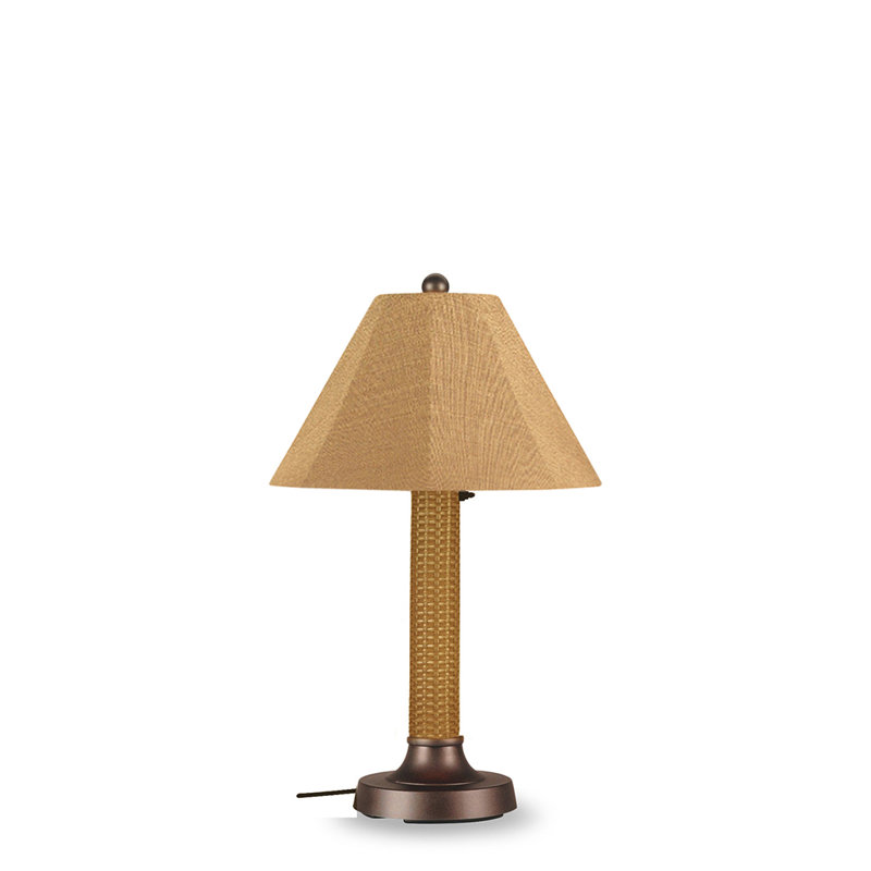 Lampe de table 34 po Bahama Weave, Acajou foncé, Toile melon