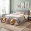 Lit gigogne double pour chat, plateforme en bois tapissier grand, maison pour animaux moderne
