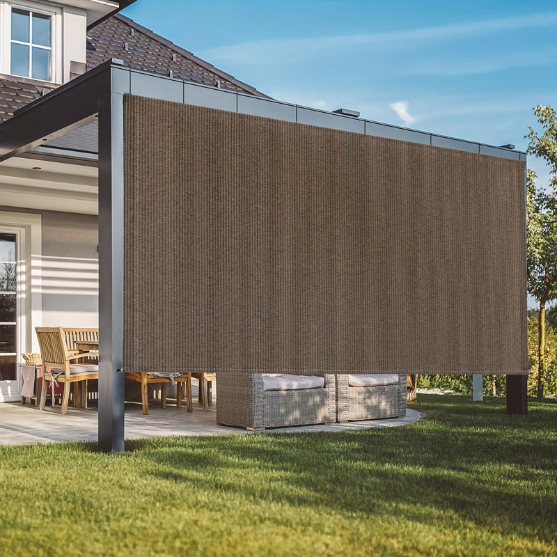 Rideau roulant d'extérieur, stores pare-soleil pour la terrasse, protection UV, Moka, L 84 po x L 96 po