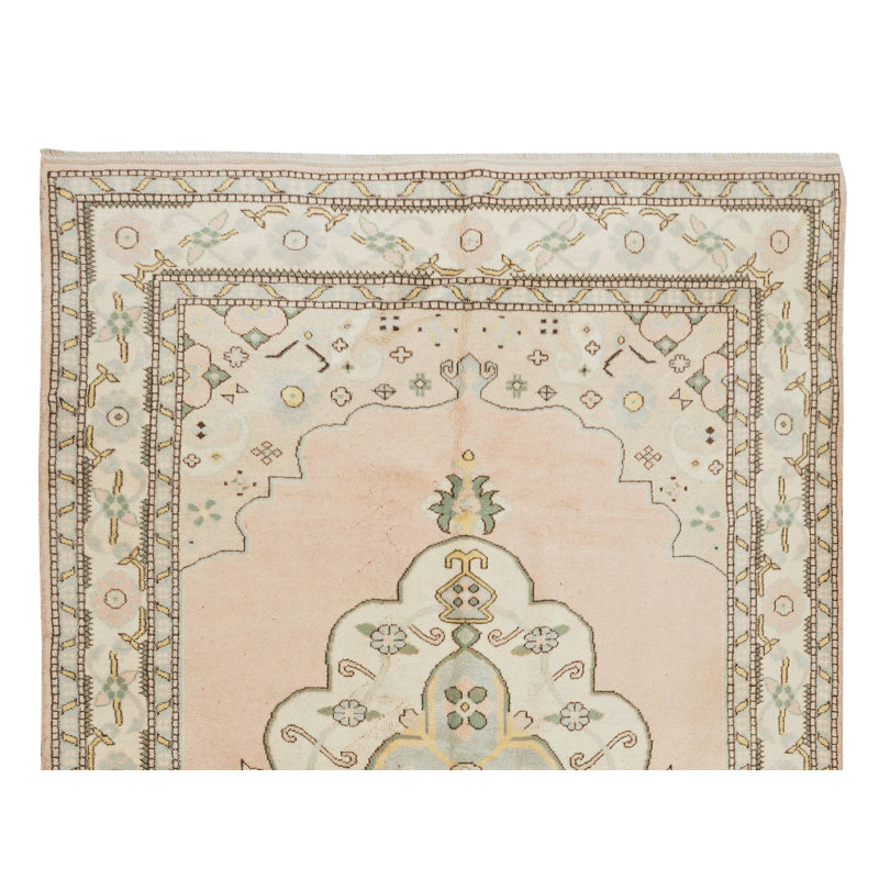 Tapis turc noué à la main avec motif de médaillon, 100% laine