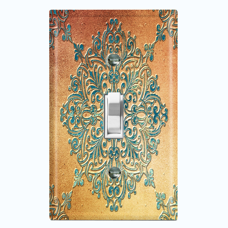 Flower Patina Copper Print 1 - Gang Toggle Light Switch Standard Wall Plate
