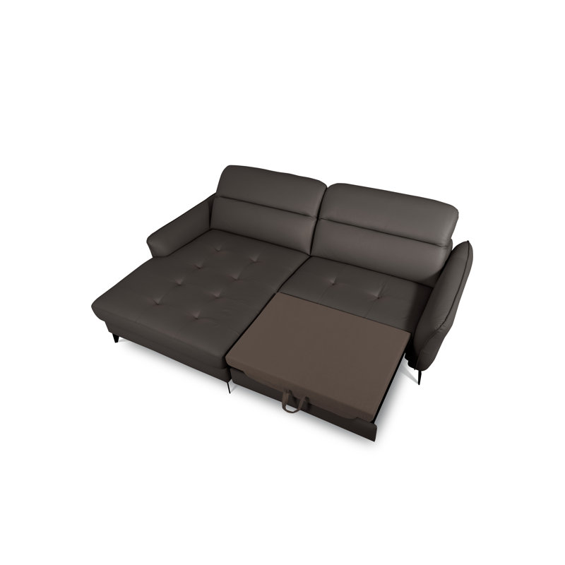 Manchester Leather Corner Sofabed with Adjustable Headrests and Storage, Left Hand Facing, Brown