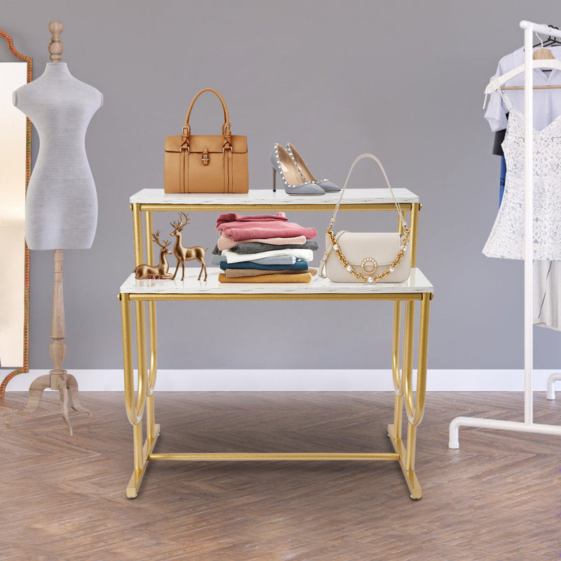 Gold Two-Layer Display Shelf Purse Display Stand
