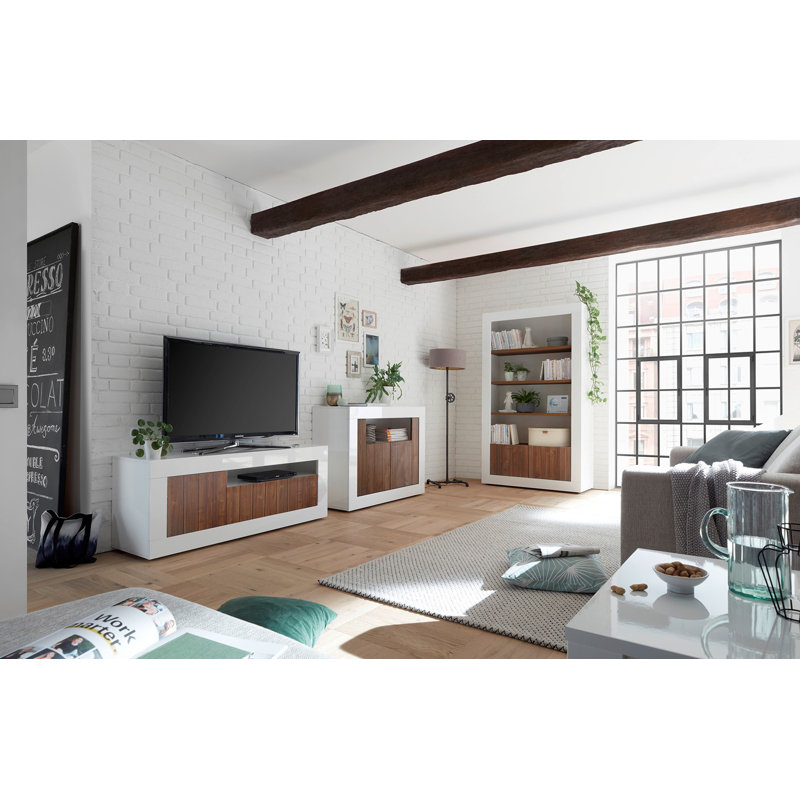 Hisey 110cm Sideboard, White/Walnut