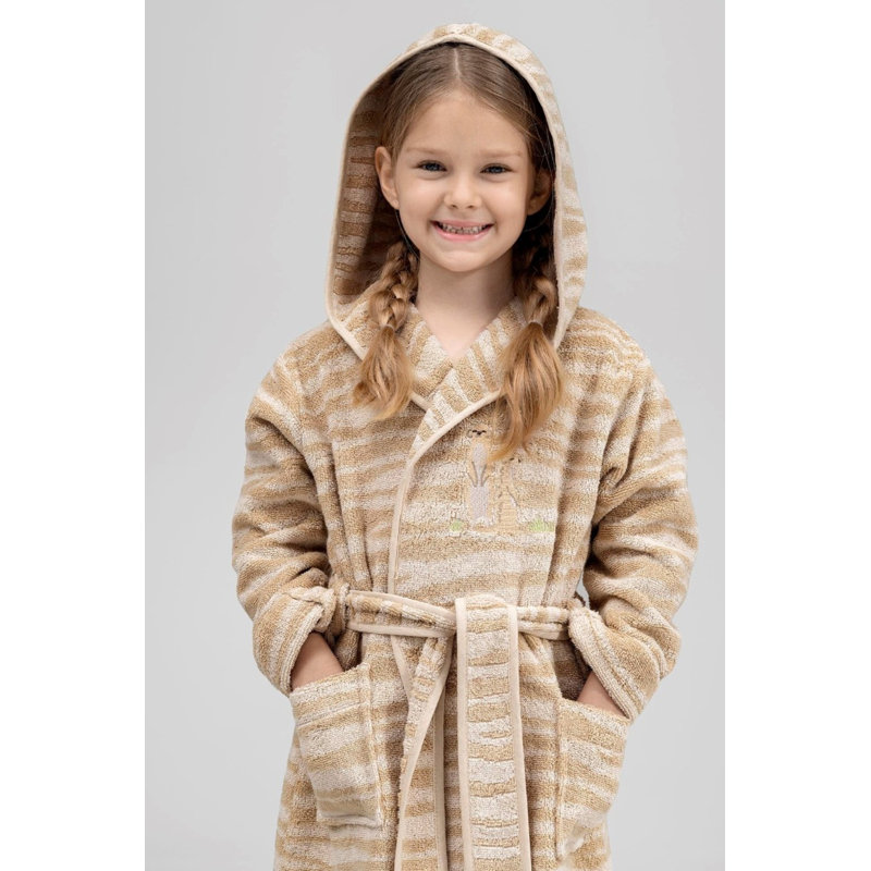 Safari 100% Cotton Terry Cloth Gender Neutral Ankle Bathrobe with Pockets and Hood for Kids, Kids S