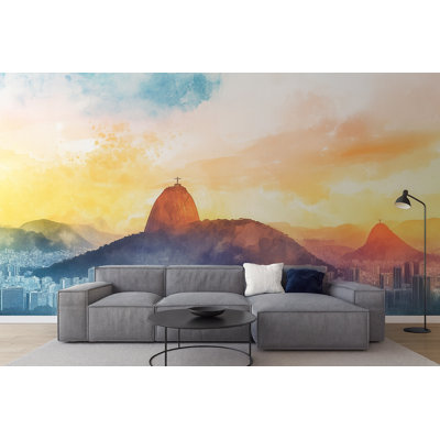 Rio De Janeiro Wall Mural – Brazil Cityscape Watercolor Skyline Wallpaper