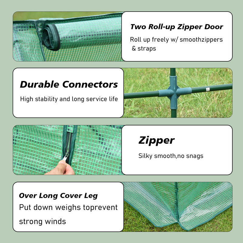 6 ft. x 3 ft. Green Mini Greenhouse with Zipper Doors