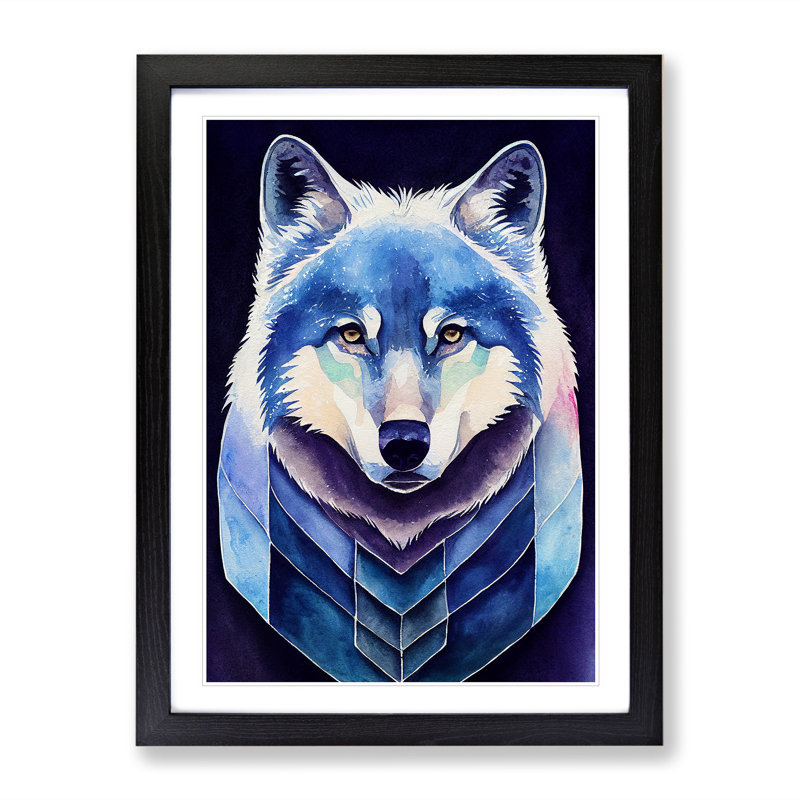 Futuristic Wolf No.1 - Single Picture Frame Print, Black, 34cm H x 25cm W x 2cm D
