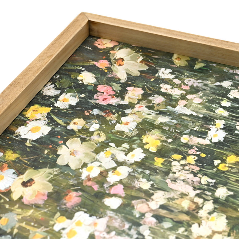 Paysage rustique 16 x 24 pouces, impressions sur toile encadrées de prairie de fleurs sauvages pour le bureau et la salle à manger, décoration murale, champ classique, chambre à coucher