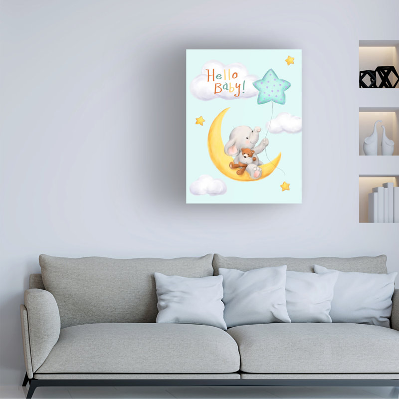 Art sur toile «Bachelor éléphant sur la lune», H 24 po x l 32 po